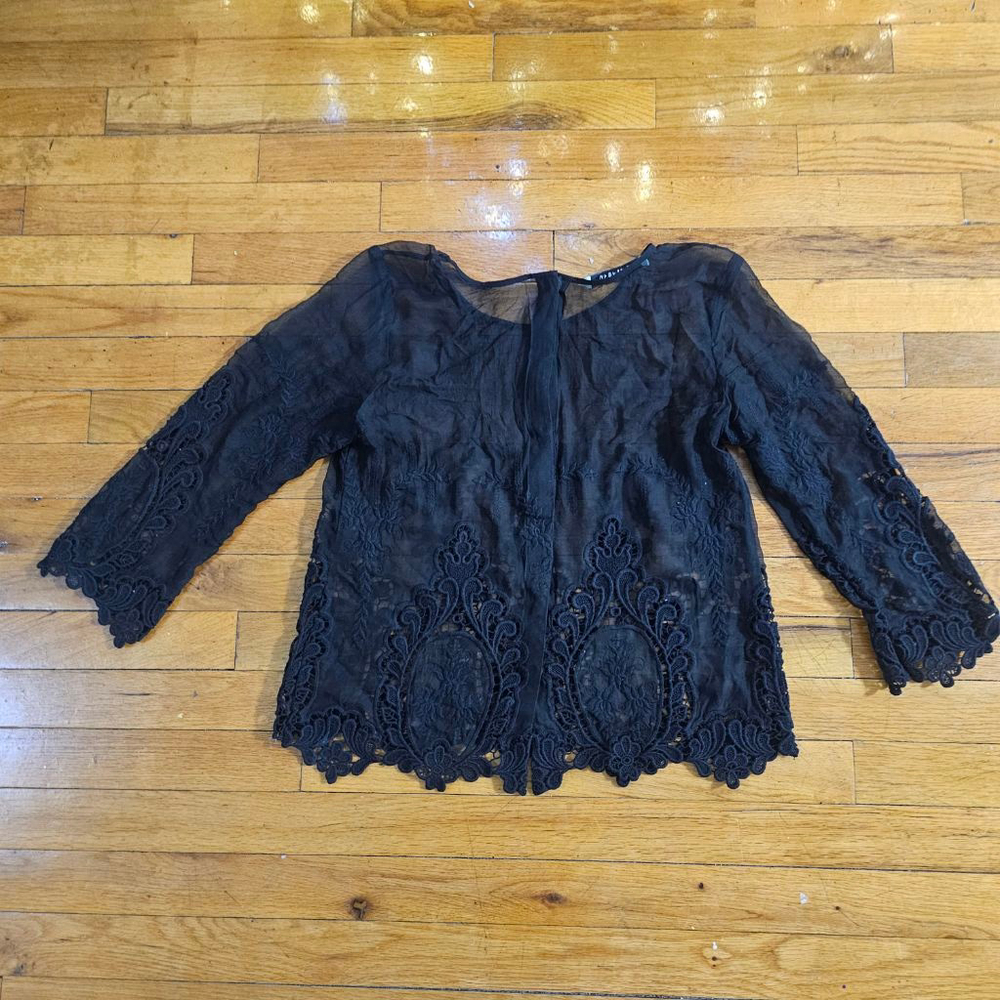 Givenchy Black Lace Sheer Blouse Small - Picture 4 of 4